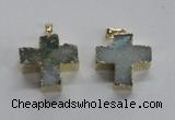 NGP1681 25*26mm - 27*28mm cross druzy agate pendants wholesale