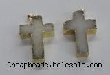 NGP1684 30*45mm - 32*50mm cross druzy agate pendants wholesale