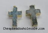 NGP1685 30*45mm - 32*50mm cross druzy agate pendants wholesale