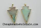 NGP1703 27*47mm arrowhead australia chrysoprase pendants