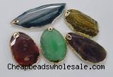 NGP1706 35*55mm - 40*65mm freeform agate gemstone pendants