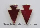 NGP1715 28*50mm - 30*55mm arrowhead agate gemstone pendants