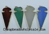 NGP1725 30*65mm arrowhead agate gemstone pendants wholesale