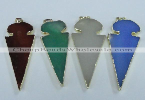 NGP1725 30*65mm arrowhead agate gemstone pendants wholesale