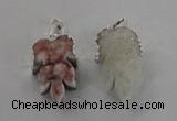 NGP1747 22*30mm - 25*35mm carved leaf druzy agate pendants