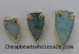 NGP1749 20*30mm - 25*50mm arrowhead druzy agate gemstone pendants