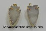 NGP1750 20*30mm - 25*50mm arrowhead druzy agate gemstone pendants