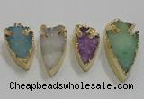 NGP1752 20*30mm - 25*50mm arrowhead druzy agate gemstone pendants