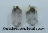 NGP1764 25*55mm - 20*60mm faceted nuggets white crystal pendants