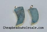 NGP1784 15*35mm - 20*45mm oxhorn druzy agate gemstone pendants