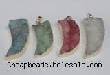 NGP1786 15*35mm - 20*45mm oxhorn druzy agate gemstone pendants