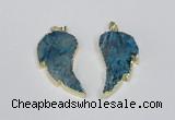 NGP1788 20*40mm - 25*45mm wing-shaped druzy agate pendants