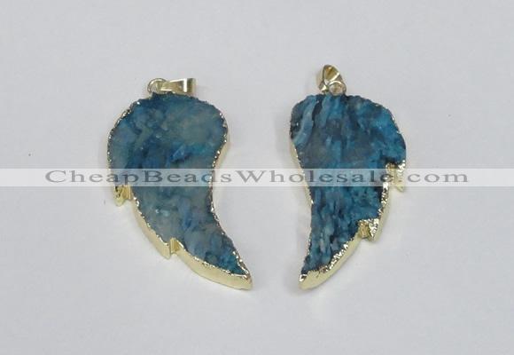 NGP1788 20*40mm - 25*45mm wing-shaped druzy agate pendants