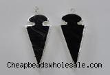 NGP1807 25*60mm - 30*65mm arrowhead black agate pendants