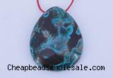 NGP185 30*38mm flat teardrop chrysocolla gemstone pendant jewelry