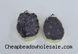 NGP1857 35*40mm - 35*45mm freeform druzy amethyst pendants