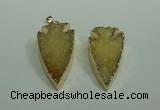 NGP1872 20*30mm - 25*50mm arrowhead druzy agate gemstone pendants