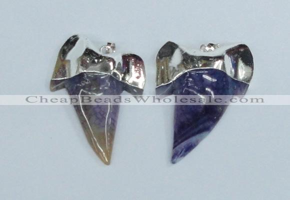 NGP1891 35*45mm - 38*55mm teeth-shaped agate gemstone pendants