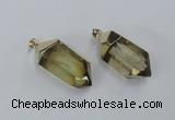 NGP1901 18*38mm - 20*42mm faceted nuggets lemon quartz pendants