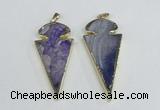 NGP1925 30*65mm arrowhead agate gemstone pendants wholesale