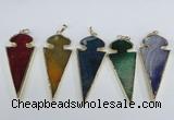 NGP1927 30*65mm arrowhead agate gemstone pendants wholesale