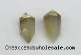 NGP1938 18*35mm - 20*40mm faceted nuggets yellow phantom quartz pendants