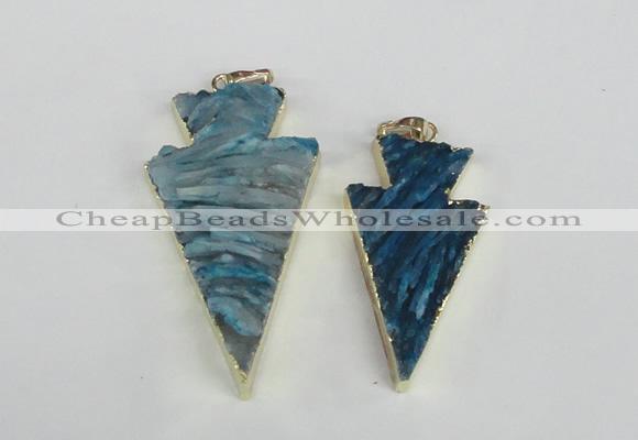 NGP1942 20*38mm - 25*45mm arrowhead druzy agate gemstone pendants