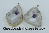 NGP1950 30*40mm - 45*55mm freeform druzy agate & amethyst pendants