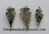 NGP1987 15*40mm - 20*50mm arrowhead druzy agate pendants