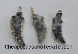 NGP1988 15*40mm - 20*50mm wing-shaped druzy agate pendants