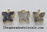 NGP1990 22*25mm - 25*30mm butterfly druzy agate pendants