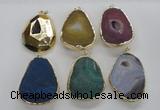 NGP1994 35*45mm - 40*50mm freeform plated druzy agate pendants