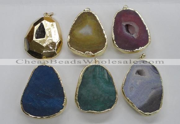 NGP1994 35*45mm - 40*50mm freeform plated druzy agate pendants