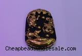 NGP2013 38*55mm carved gold plated matte black obsidian pendants