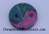 NGP205 6*40mm coin dyed imperial jasper & chrysocolla gemstone pendant