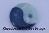 NGP209 6*40mm coin lapis lazuli & amazonite gemstone pendant