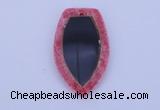 NGP211 30*50mm fashion dyed rhodochrosite & black stone pendant