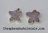 NGP2111 15*20mm - 18*25mm butterfly druzy agate gemstone pendants