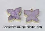 NGP2118 22*30mm - 25*30mm butterfly druzy agate gemstone pendants