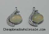 NGP2125 22*35mm agate gemstone pendants with crystal pave alloy settings