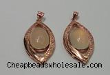 NGP2131 22*40mm agate gemstone pendants with crystal pave alloy settings