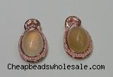 NGP2132 18*32mm agate gemstone pendants with crystal pave alloy settings