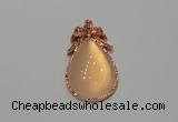 NGP2137 22*40mm agate gemstone pendants with crystal pave alloy settings