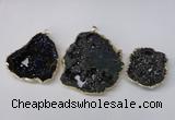 NGP2210 30*40mm - 45*55mm freeform plated druzy agate pendants