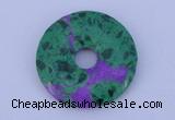 NGP223 5*30mm synthetic ruby zoisite & malachite gemstone donut pendant