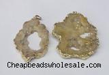 NGP2241 40*50mm - 45*55mm freeform plated druzy agate pendants