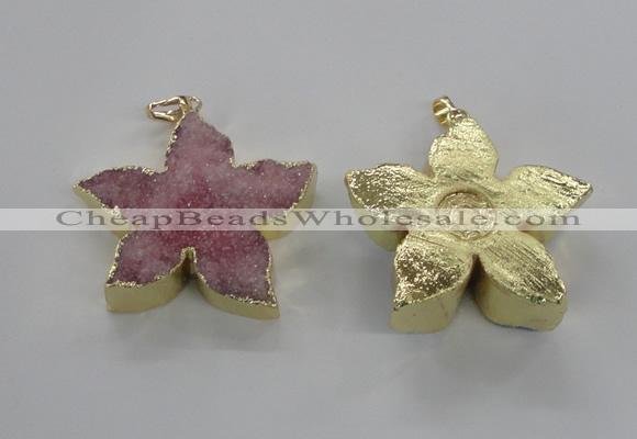 NGP2263 38*40mm - 42*45mm star druzy agate gemstone pendants