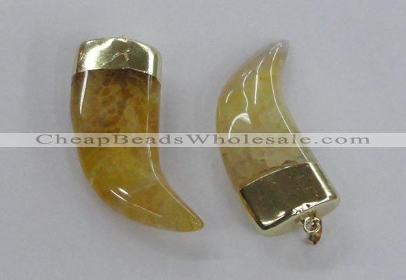 NGP2308 25*60mm - 28*65mm oxhorn agate gemstone pendants