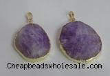 NGP2369 25*35mm - 35*45mm freefrom lavender amethyst pendants