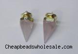 NGP2405 18*35mm - 20*40mm cone rose quartz pendants wholesale